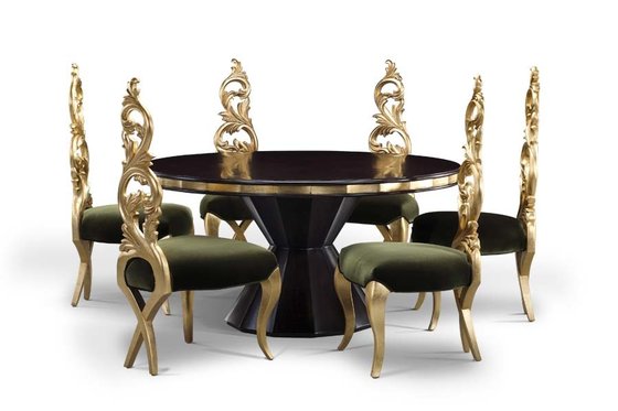 China Gilding Wooden Black Walnut Hotel Dining Table Sets European Style supplier