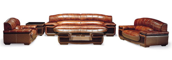 China High Density Foam Luxury Leather Sofas 3+2+1 Set Ash Wood Base For Hotel Living Room supplier
