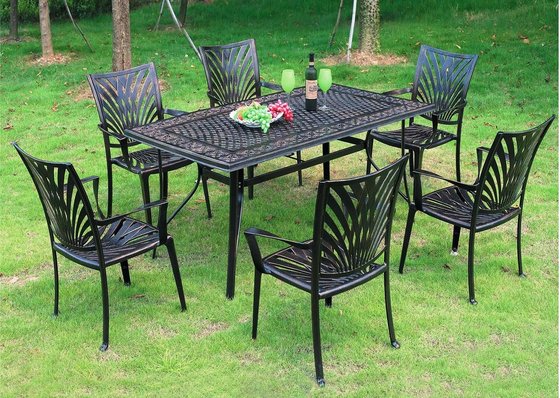 China Leisure  Garden Cast Aluminum 6 Seater Outdoor Furniture Table And Chair Set Garden Furniture supplier