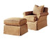 Full Soild Base Fabric Leisure Chair Ottoman Natural Timber Wood With Cushion supplier