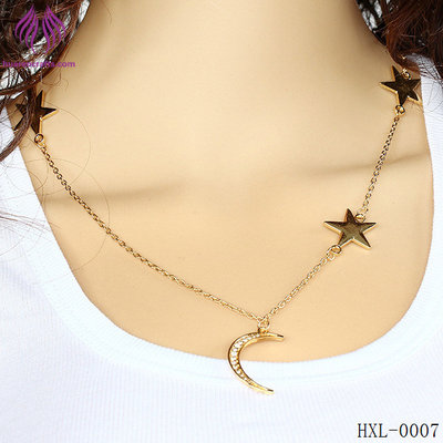 China Contracted fashion rhinestone star moon long necklace supplier