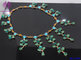 Fashion leaves green crystal vine necklace rhinestone fringe tassel necklace supplier