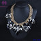 Lady Double Chain color crystal Pendant Choker Chunky Statement Bib Necklace supplier