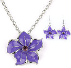Alloy pink flower necklace flower bud earrings Earrings and Necklace Set BJX4339