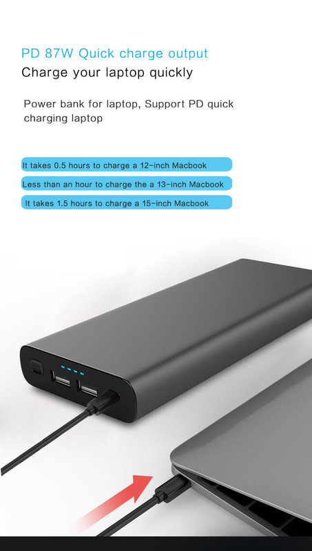 2020 hot sales USB-C PD Portable 20V Laptop Power Bank 100W for Macbook Pro supplier