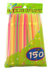 8” Economy Kitchen Accessory PP Neon Flexibe drinking Straws 150 Count dia.5mm