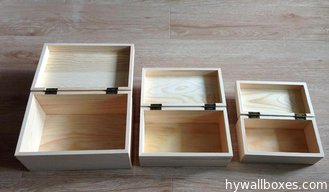 China Wooden Square Gift Boxes with Hinge&amp; Clasp, Square Storage Boxes supplier