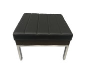 Polished stainless steel base with black vinyl upholstery top square ottoman,bench for hotel bedroom&living room seating