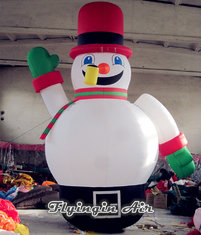 Cute Inflatable Christmas Snowman with Red Hat for Christmas Outdoor Supplies