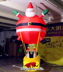 3m Height Hanging Inflatable Santa Claus with Penguins for Christmas Decoration