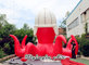 Decorative Cartoon Model, Red Inflatable Octopus with Hat for Advertisement