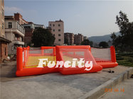 Red and Yellow PVC Tarpaulin inflatable water football playground with Pillar and Net