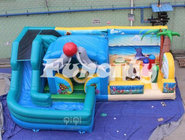 Multi Color Summer Beach Inflatable Play Center With Durable Slide 2 Years Warranty