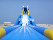 Big Shark Mouth Inflatable Dry Slides With Long Slide Shark Tooth Shape