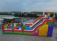 Anti - Ruptured Commercial Inflatable Fun City With Slide / Obstacle 2 Years Warranty