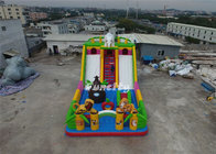 EN14960 White Blue Inflatable Fun City 0.55MM PVC Tarpaulin 13M * 7M * 5M