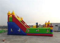 Kids Red / White 0.55MM PVC Tarpaulin Inflatable Slide Fun City With Obstacle
