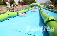 Colorful Inflatable Water Pools Custom Made 0.9 PVC Tarpaulin with Long Slide