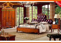 Italy Style top grain leather antique Brand New Royal Luxury King Size Bed With Wood Bedroom Furniture set