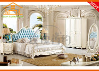 antique cheap european style home furniture High quality leather Wood carving display home bedroom furniture set