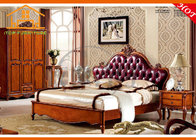 High quality antique Made in china wood bed Antique wooden leather double bed design bedroom furniture set