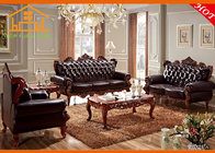 antique black fabric Living room wooden sofa furniture set designs