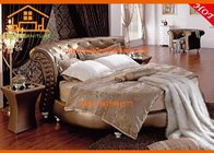 Luxury golden leather French round bed furniture bedroom sets