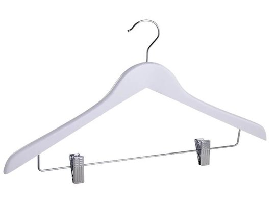 China Popular Hotel Pant Hanger Wooden With Clips For Adult Pants supplier
