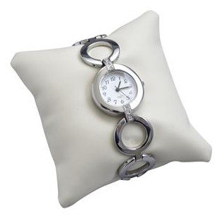 China White Leatherette Watch Display Pillows 9*9cm Dimension With Embroidered Logo supplier