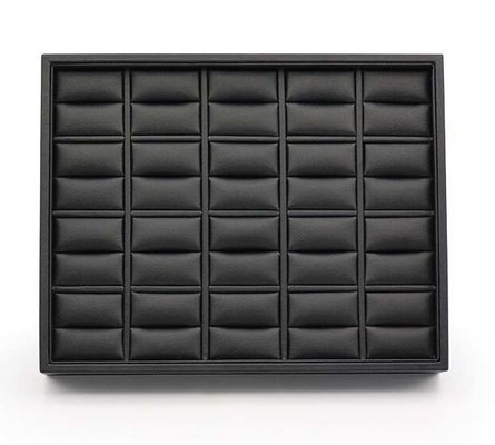China Black Leatherette Stackable Jewelry Trays , 20 Rings Jewelry Trays For Dresser Drawers supplier