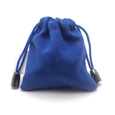 China Charming Blue Jewelry Envelope Pouches , Travel Jewelry Pouch Drawstring H Shape Sewing Way supplier