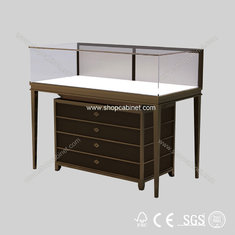 China Wooden jewelry showcase with lighting/Black paint finished wooden case supplier