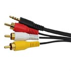 AV Cable, 3.5mm 4 Cores Stereo to 3 RCA Plugs, gold-plated, 1m, RoHS