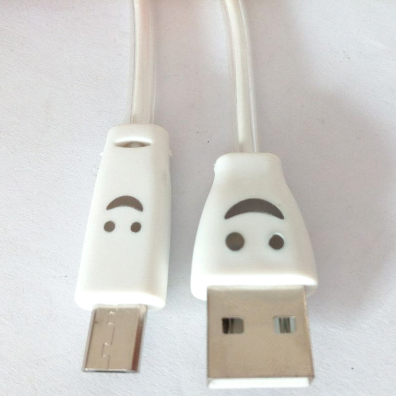 Smile face lighted Micro USB cable, RoHS. UL certificate