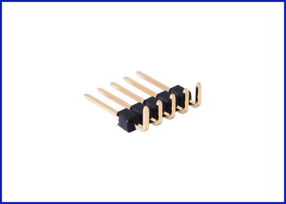 China Pitch2.54 mm 1*5P 90° header connector Black Brass material supplier