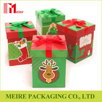China Matte lamination Coardboard Paper Christmas Print Customized design with ribbon for apple supplier