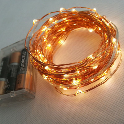 China 10m 100 LEDs Battery Powered Copper Wire LED String Lights supplier