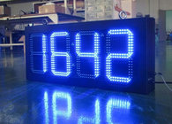 Double Sides Blue LED Gas Station Sign IR 10M RF 100M with Poosled Time Temperature System
