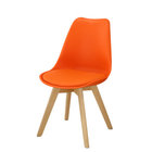 KLD hot selling colorful wood legs leather pp plastic tulip dining chair