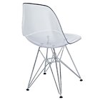 Mid-Century Modern Side Chair with Steel Metal Base in Clear