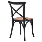 Cross Back Dining Side Chair Rattan Seat Birch Frame Kitchen Furniture Black