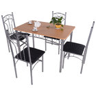 5PCS Wood And Metal Dining Set Table and 4 Chairs Home Kitchen Modern Furniture