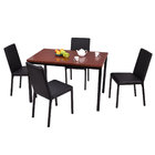 5 PCS Dining Table Set 4 PU Leather Chairs Home Kitchen Breakfast Furniture