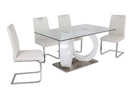 pu leather chair tempered glass modern style dining table set