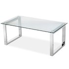 Living Room Modern Glass Top Coffee Tables Metal Base Glass Side End Table with Stainless Steels Legs