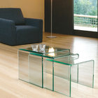 3Pcs Stacking Nesting End Coffee Table Set Tempered Glass Side Accent Furniture