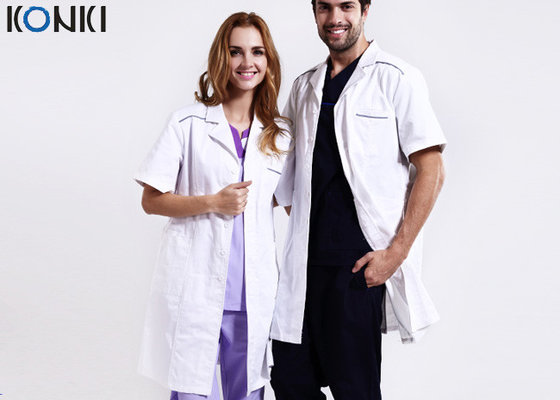 China Custom Medical Scrubs Uniforms , White Doctor Lab Coat For Man / Women supplier