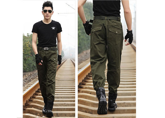 China Comfortable Long Style Military Army Green Skinny Cargo Pants For Man supplier