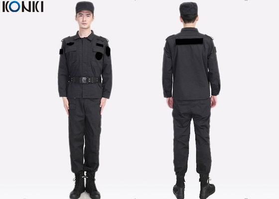 China Black Private Security Uniforms , Long Sleeve Jacket Shirt And Pant supplier