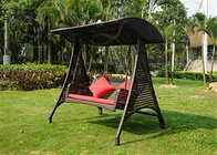 Black Color Garden Swing Luxury Patio Swing with Canopy Wicker Weave